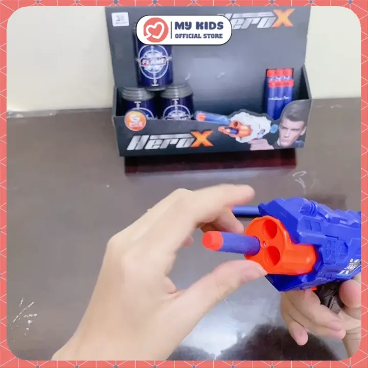 Đồ Chơi Trẻ Em Phụt Xốp Neft PISTOL GUN 3 NÒNG XOAY - Nhựa ABS An Toàn Với Trẻ Em