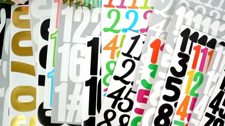 1-4 Inches waterproof Large Sheet Colourful  Number Stickers Alphanumeric Decals for Decoration DIY
