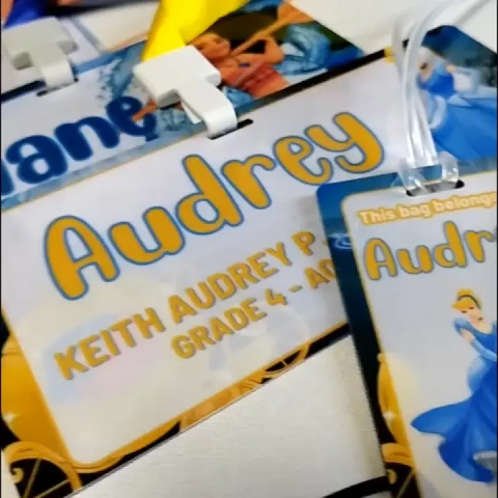 BINI Designs - Customized PVC or LAMINATED School Name Tag for Kids (Back to Back Print)