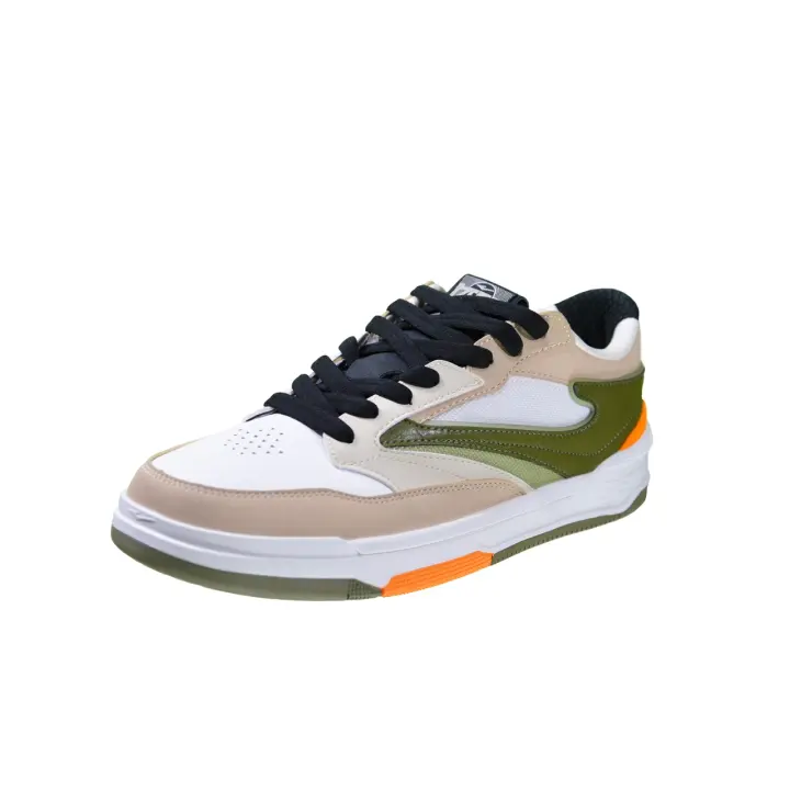 ERKE Men's Skateboard Shoes 鴻星尔克男滑板鞋; 微晶白/燕麦色/木棉绿; 浅灰/正黑/微晶白; 苍野灰/微晶白