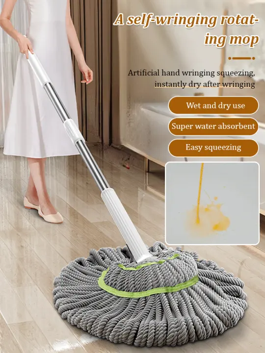 Wash-Free Rotating Mop Multifunctional Self-wringing Mop Microfiber Twist Mop With Wringer Heavy Duty Mops