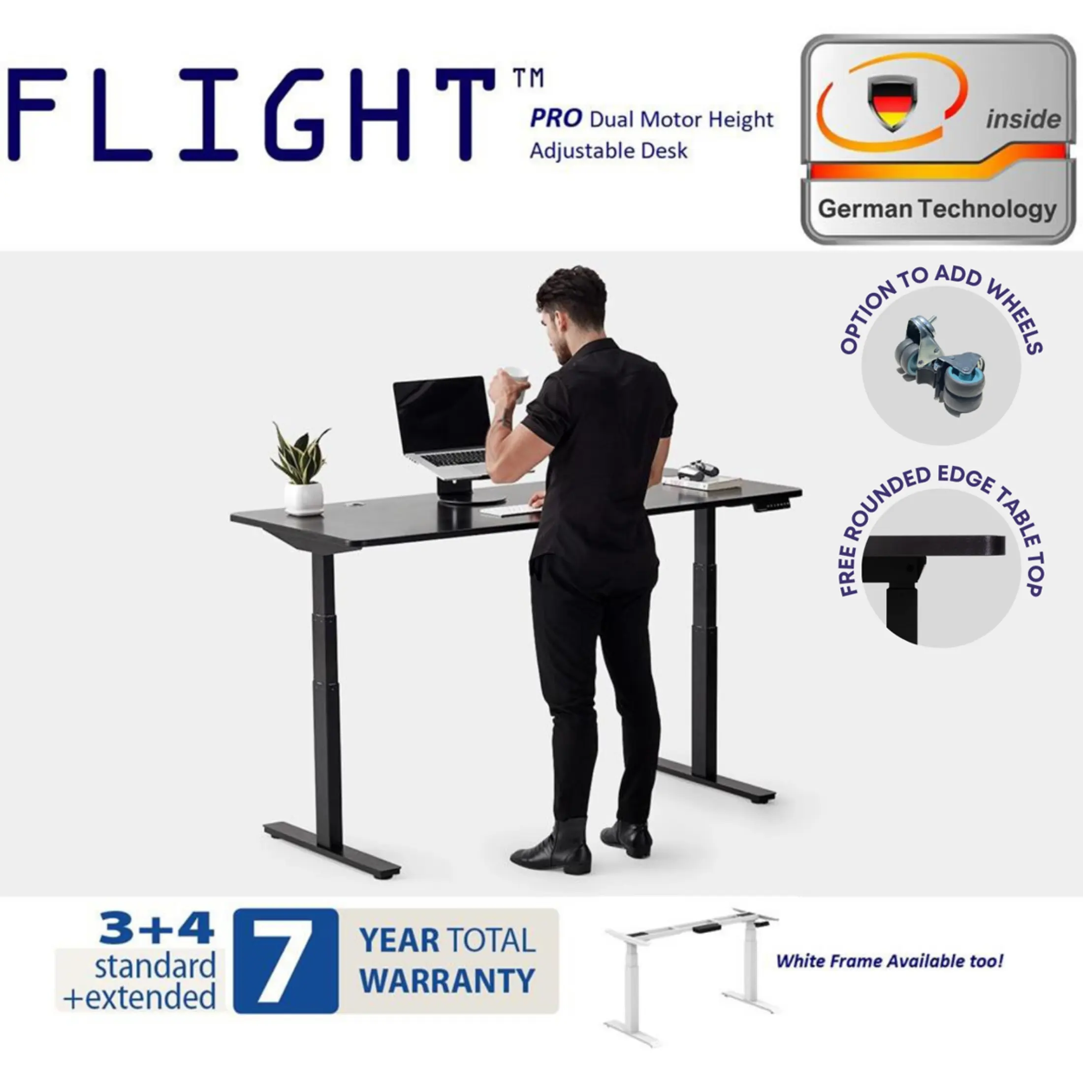 Flight Pro Motorize Height Adjustable Desk Sit Stand Table Dual Motor Standing Electric Office Furniture Study Work Home Ergonomic Anti Collision - How Height Adjustable Table Works