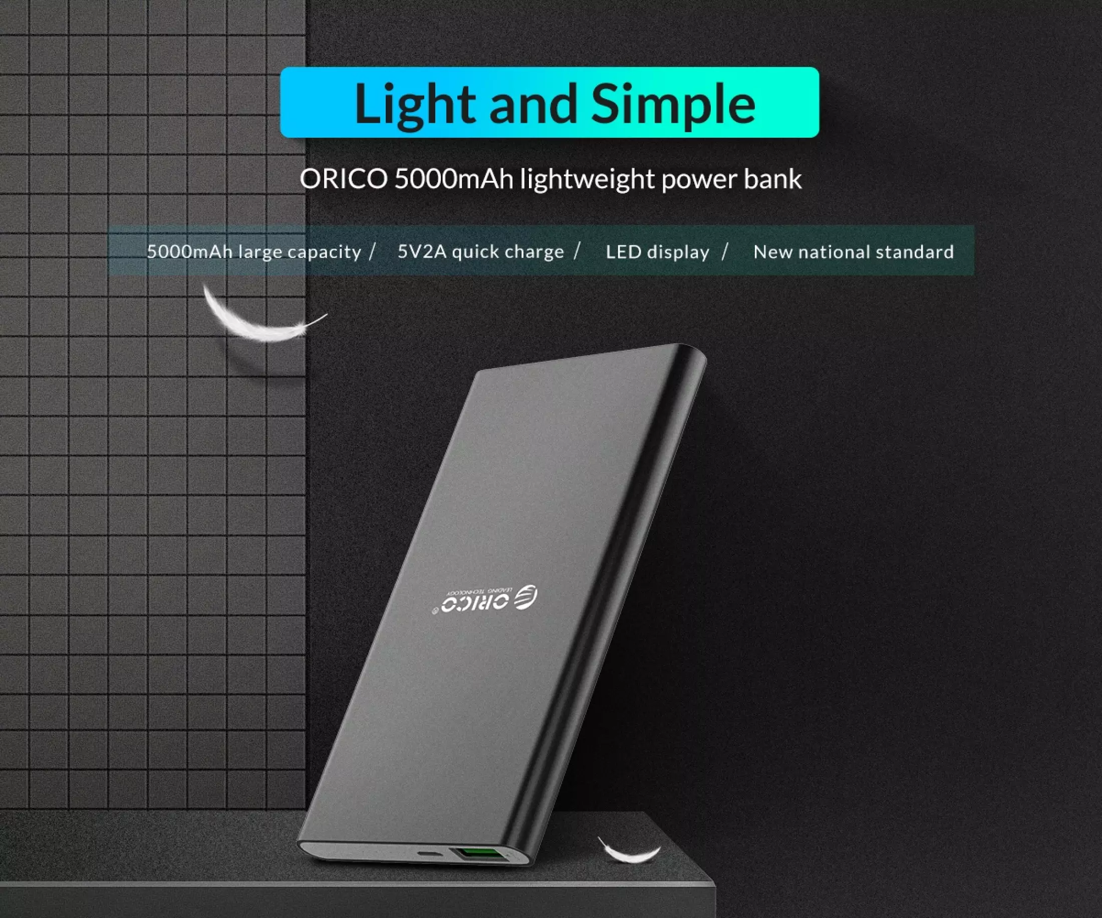 ORICO S5 5000mAh Aluminum Alloy Smart Power Bank 10