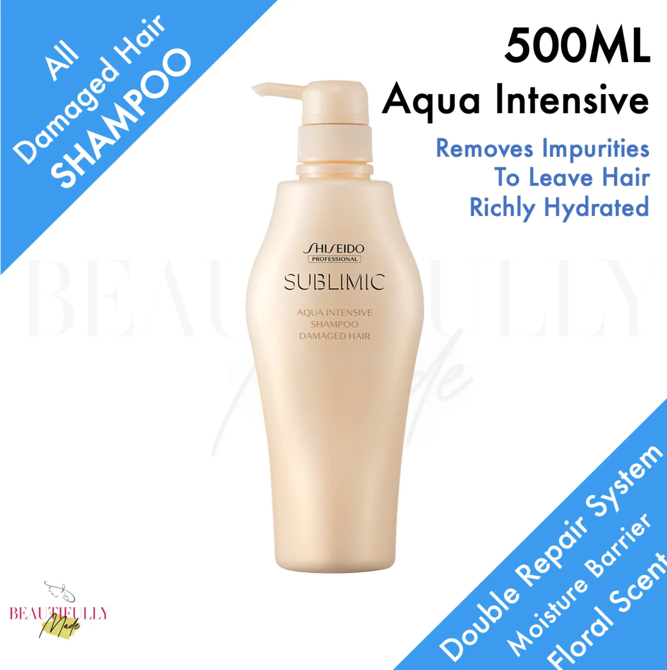 Shiseido Professional Sublimic Aqua Intensive Shampoo Damaged Hair 500ml Makes Hair Soft And Moisturized Removes Impurities To Leave Hair Richly Hydrated Lazada Singapore