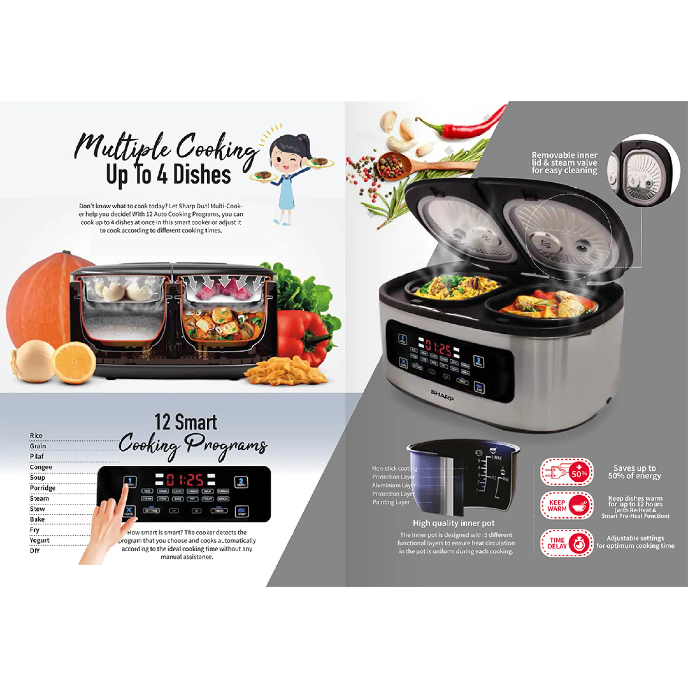 Sharp 1 8l Twin Digital Rice Cooker Kn W509 Sl Lazada Singapore