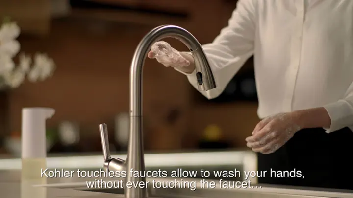 [Touchless Faucet] KOHLER Malleco Touchless Kitchen Faucet with Pull-down Spout, Hand-free Operation, Polished Chrome K-77748T-4-CP / Vibrant Steel K-77748T-4-VS
