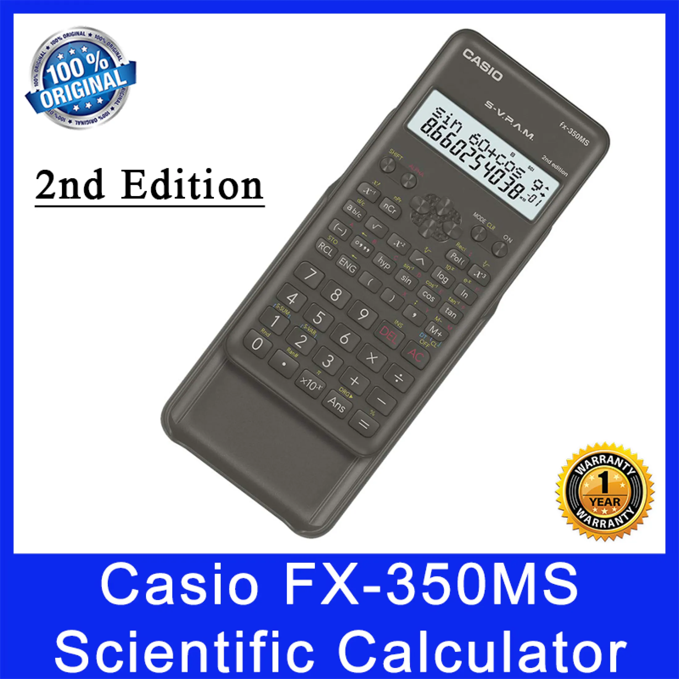 Casio Fx 350ms Scientific Calculator New Second Edition Casio Fx350ms Scientific Calculator 240 Functions Uses Lr44 Battery Dot Matrix Display Comes With Slide On Hard Case Original Casio Product Local Sg Seller 1
