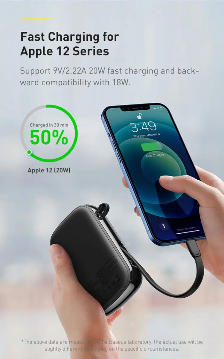Baseus Qpow Digital Display quick charging power bank 20000mAh 20W (With IP Cable) 22.5W (With Type C Cable) fast charging light weight slim small