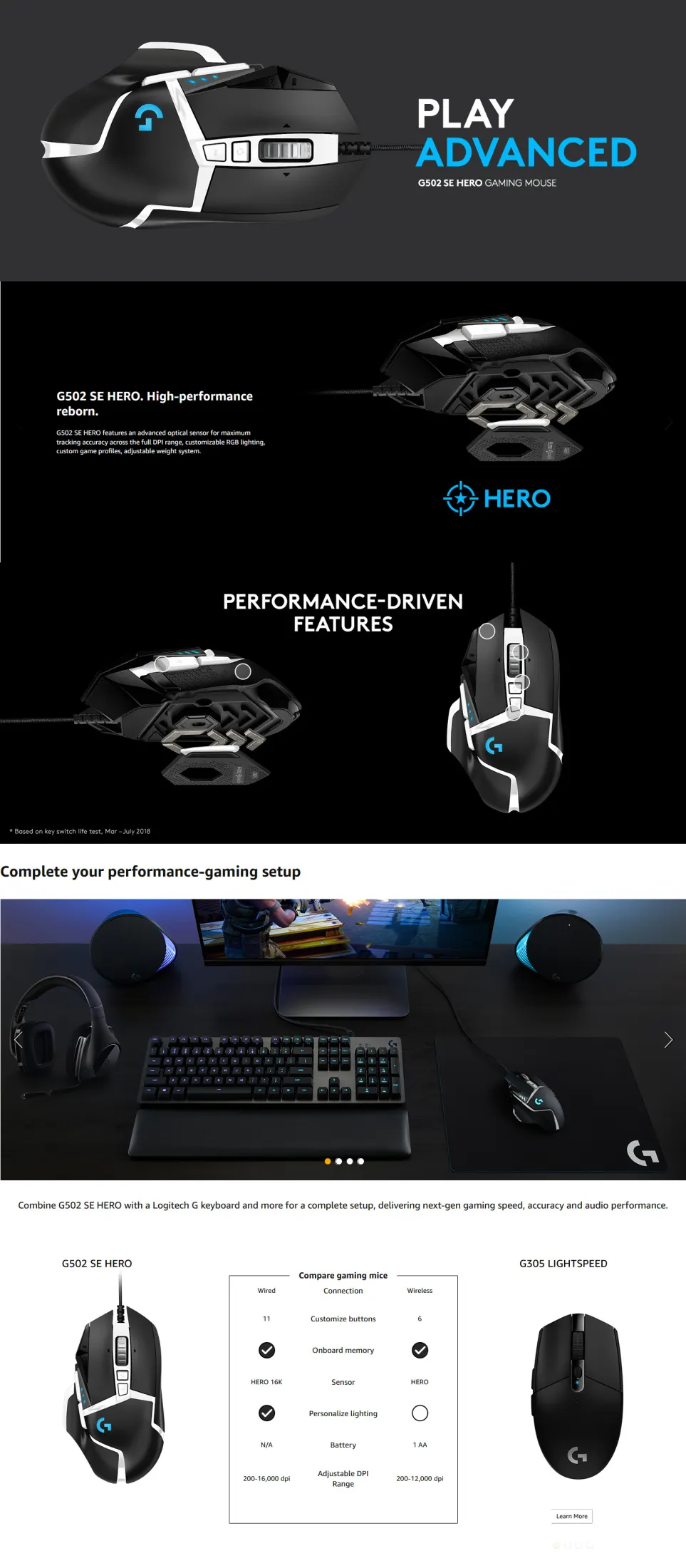 Logitech G502 Se Hero 16k High Performance Rgb Gaming Mouse With 11 Programmable Buttons Lazada Singapore