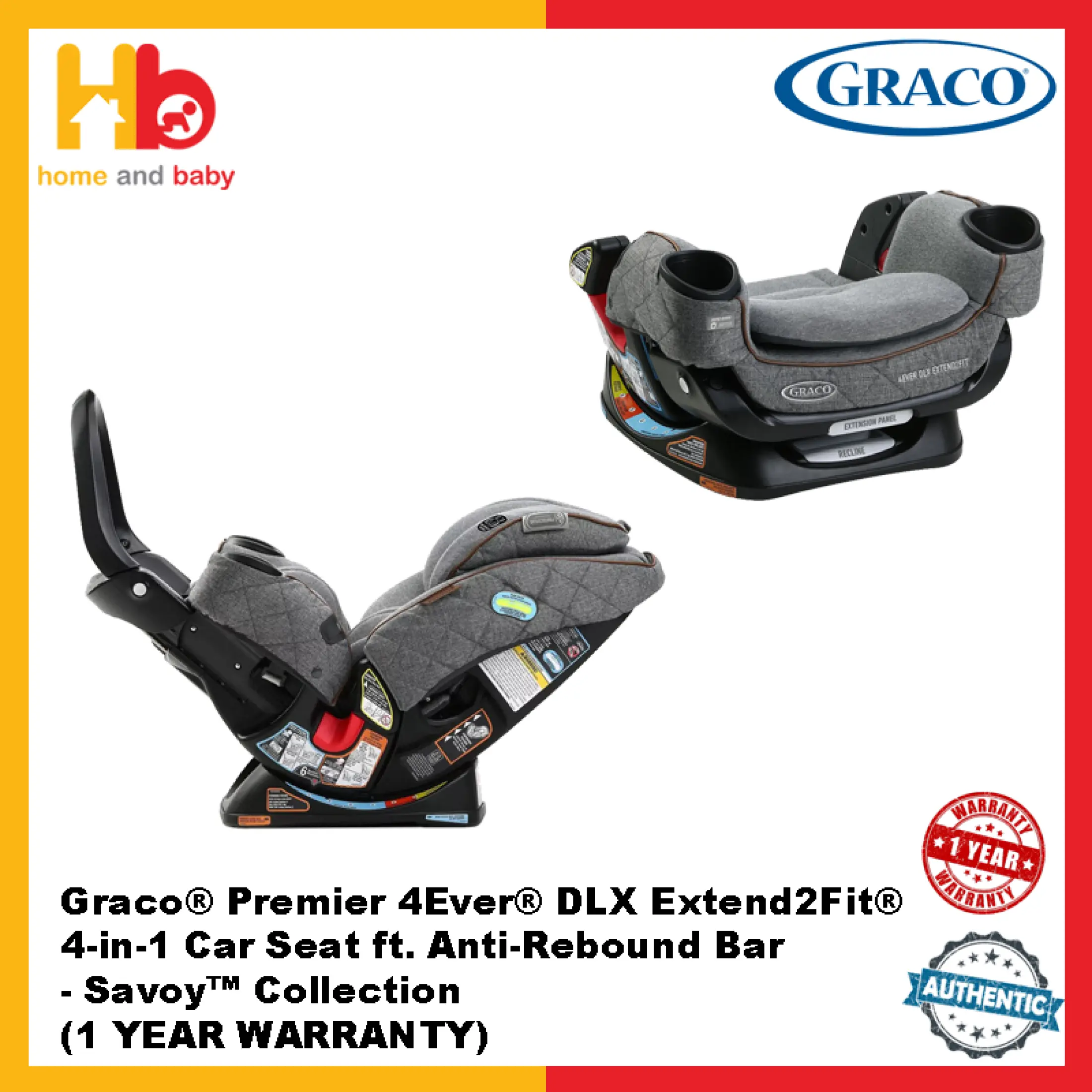 Graco Premier 4ever Dlx Extend2fit 4 In 1 Car Seat Ft Anti Rebound Bar Savoy Collection Lazada Singapore