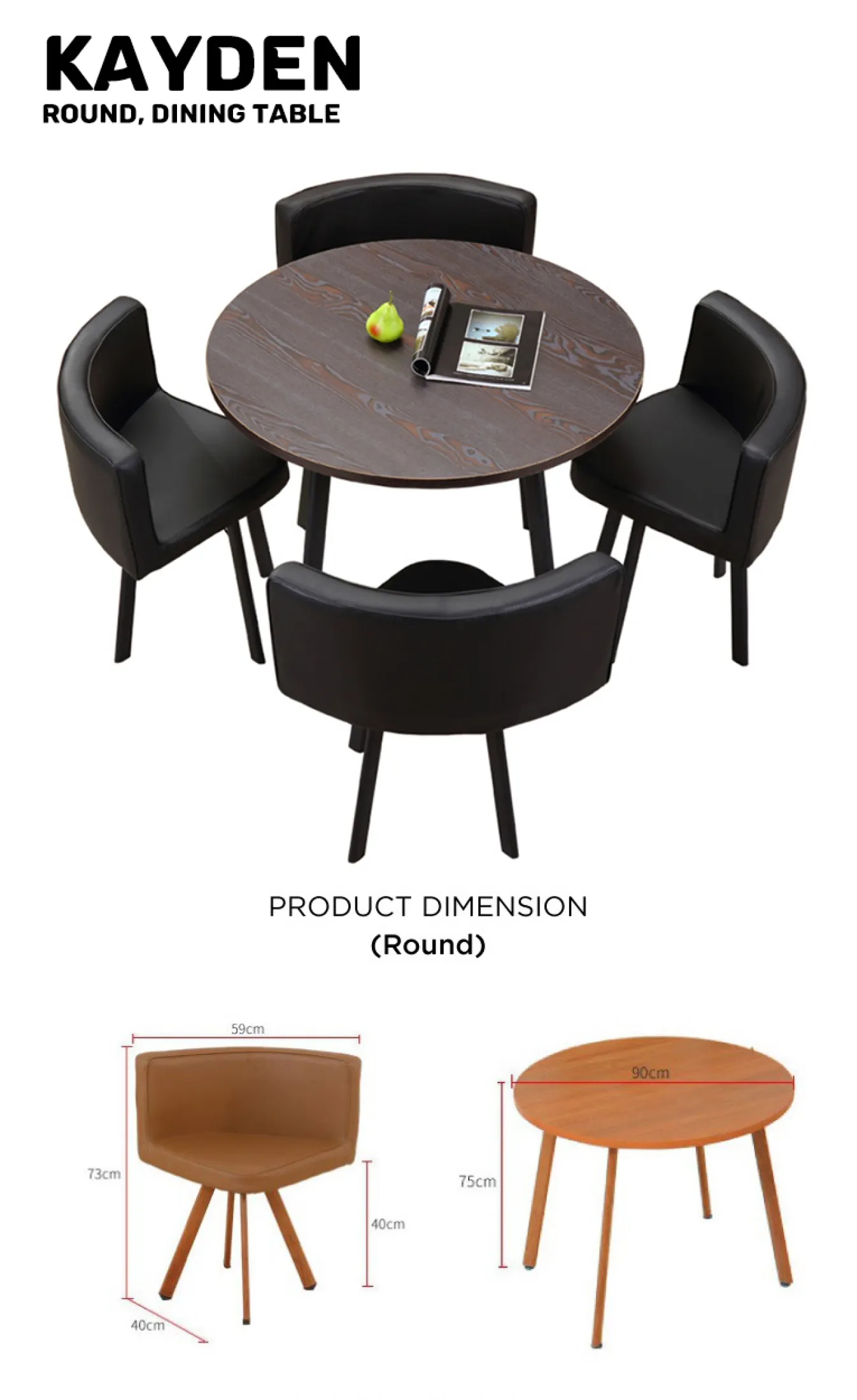 Bulky Kaiden Round Dining Table Set 1, Round Dining Table With Leather Seats