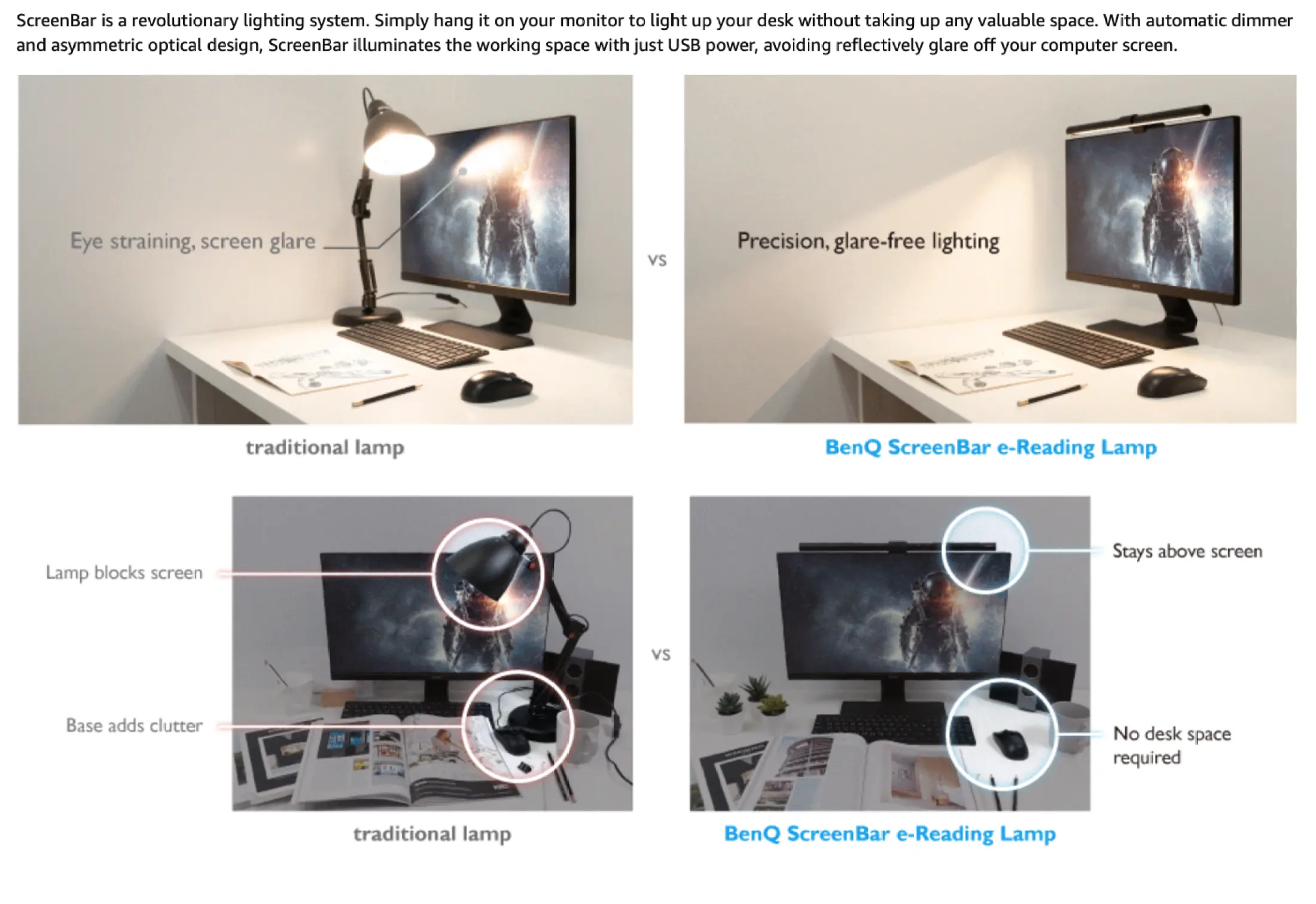 Benq Screenbar E Reading Led Task Lamp With Auto Dimming And Hue Adjustment Features Matte Black Usb Powered Office Lamp Screenbar Black Lazada Singapore