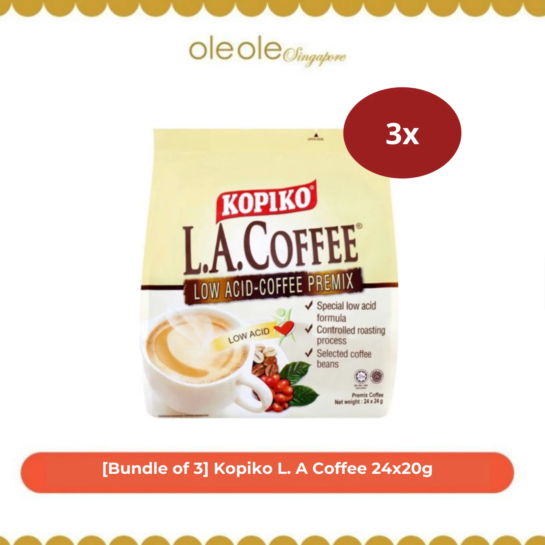 Bundle Of 3 Kopiko L A Coffee White Coffee Low Acid Coffee Premix 20g 40g Coffee Lazada Singapore