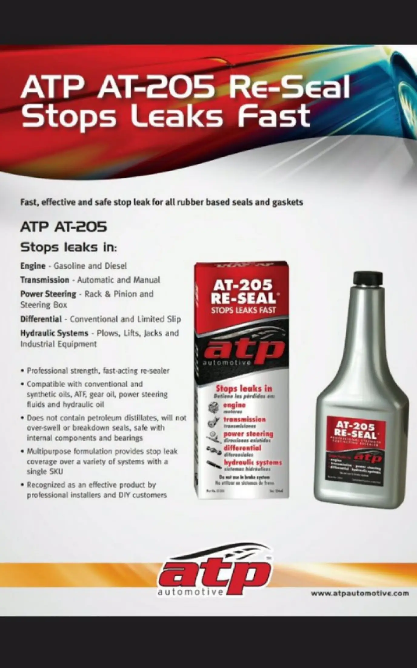 Atp Automotive At-205 Re-seal Stops Leaks Fast Engine Transmission Power  Steering Differential Hydraulic Systems | Lazada Singapore