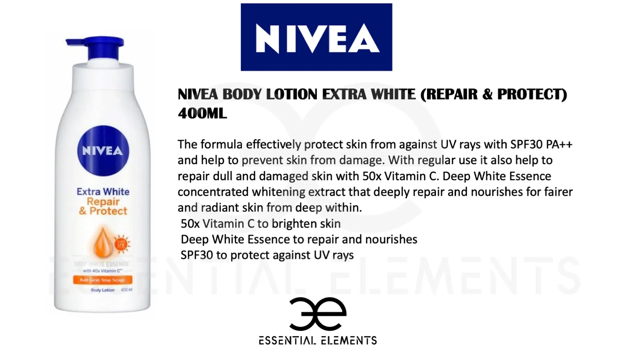 Nivea Bundle Of 2 Body Lotion Extra White Radiant Smooth Skin Cream Intensive Moisture Uv Repair Protect Dry Skin Lazada Singapore