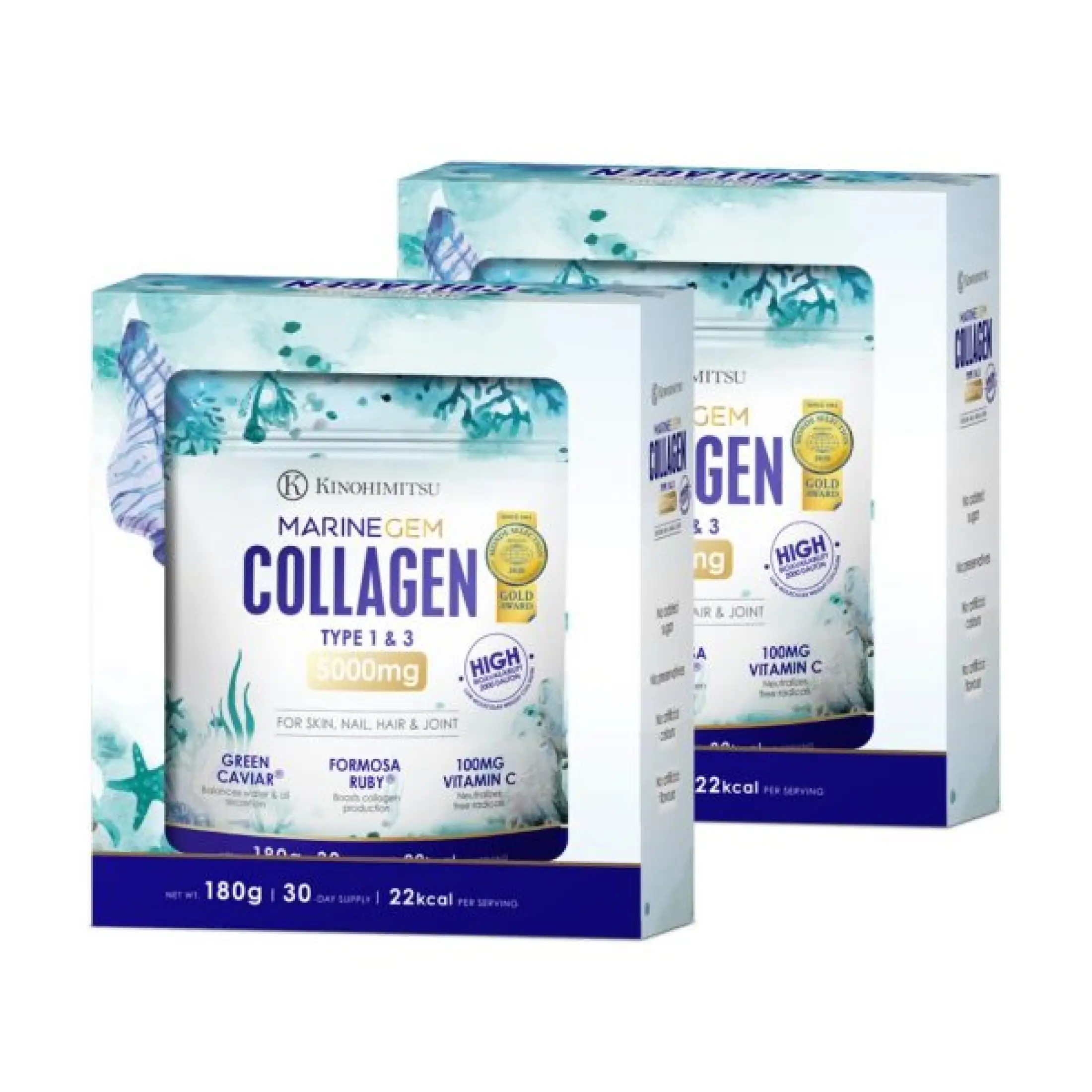 Sg Bundle Of 2 Kinohimitsu Collagen Marinegem Hair Skin Nails Joint Green Caviar Vitamin C Marine Gem Lazada Singapore