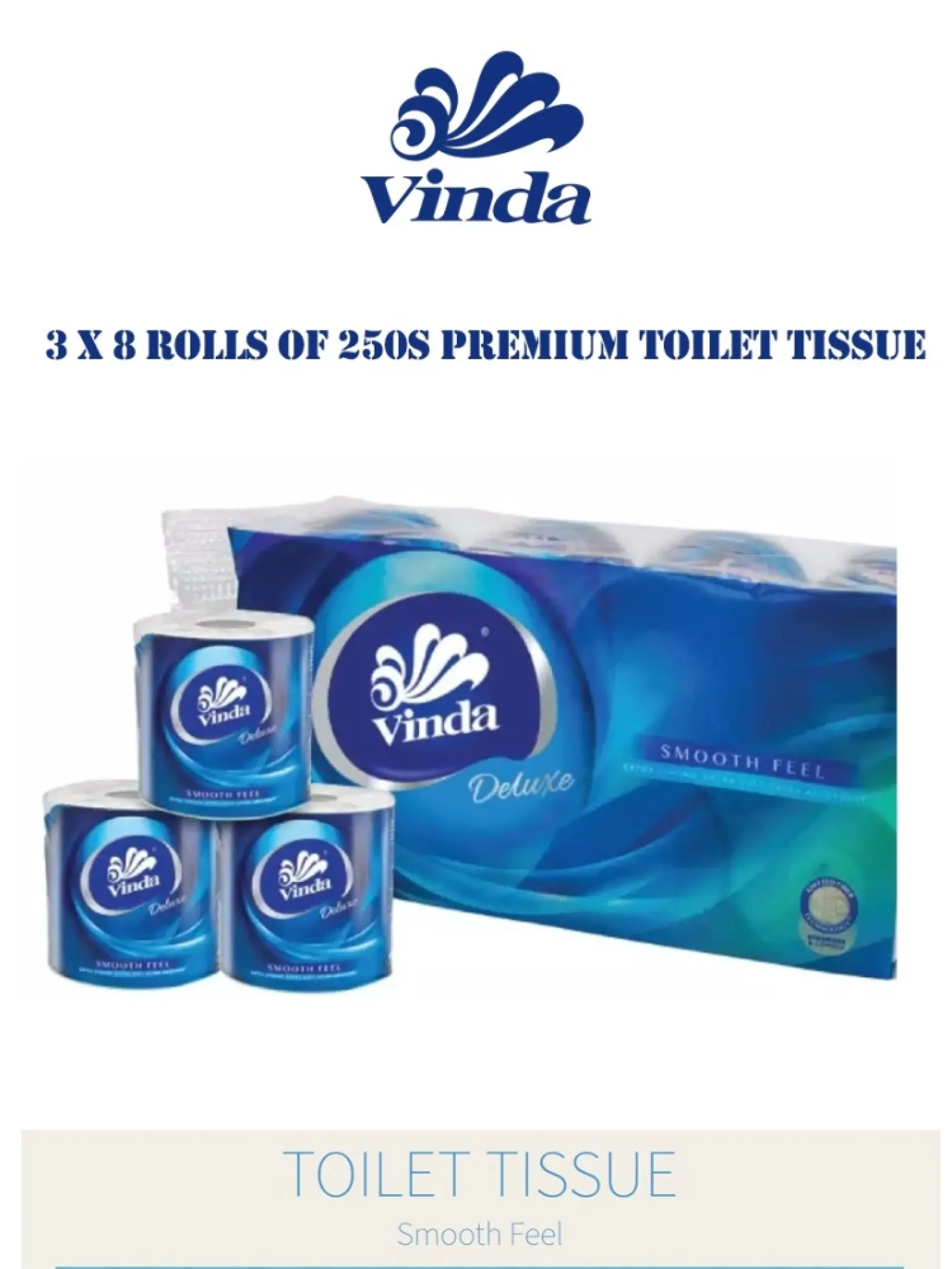 2 1 3 Packs X 8 Rolls Of Vinda 3 Ply Premium Toilet Tissue Toilet Rolls Toilet Paper Lazada Singapore
