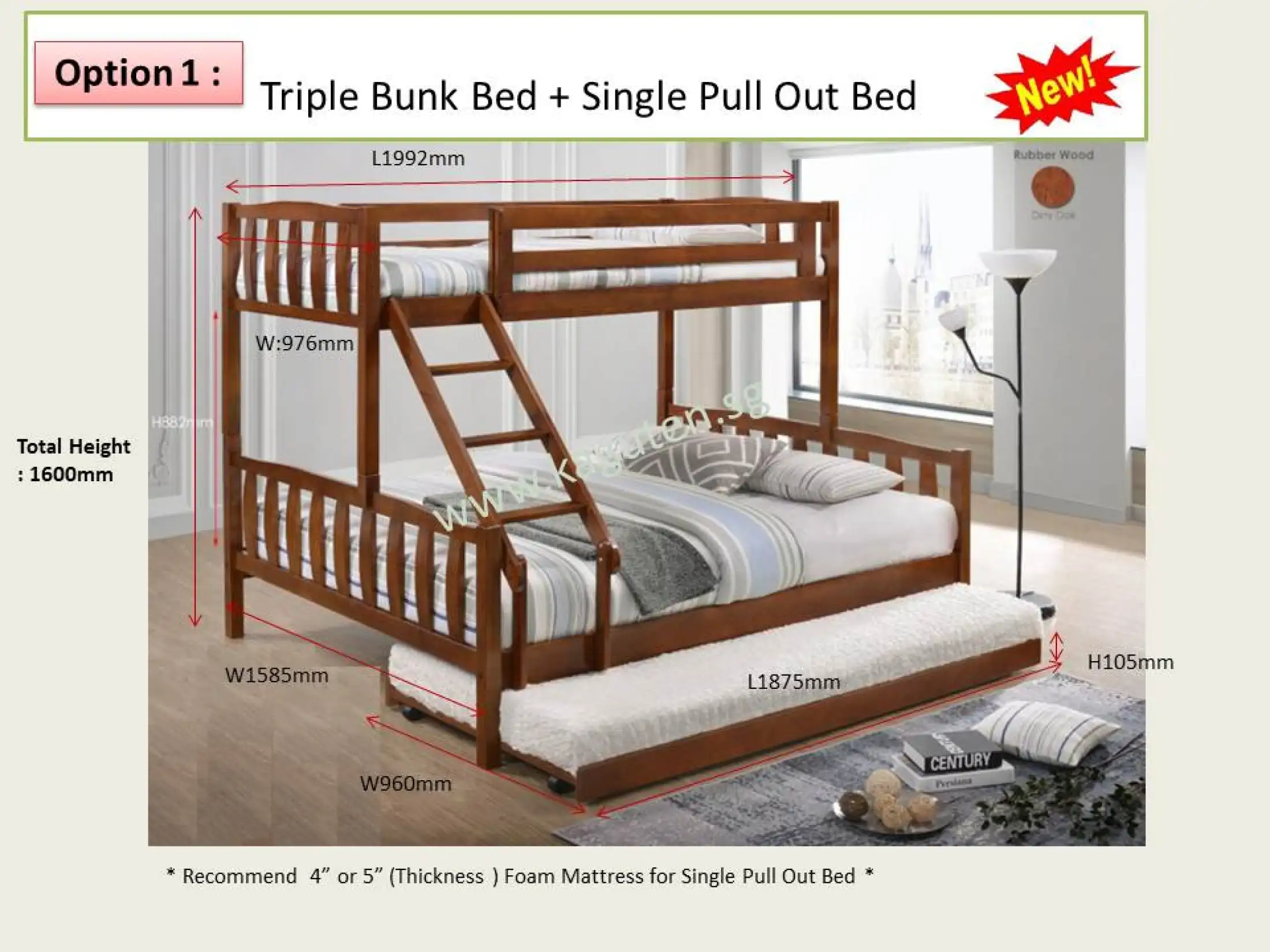 Wooden Bunk Bed Triple Free, Bunk Beds Free Delivery