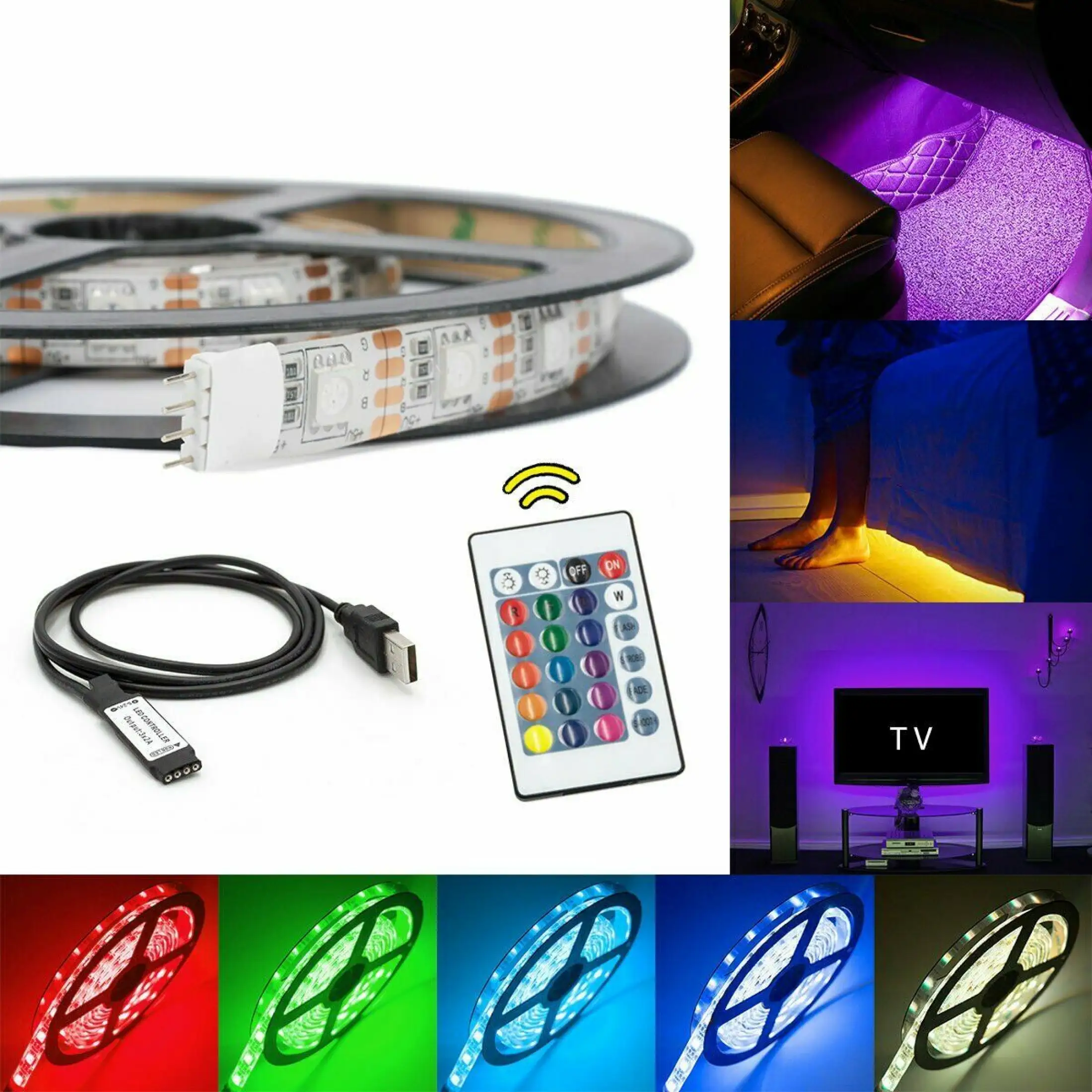 Sg Local Seller 1 2 3 5 10m Usb Led Strip Fairy Lights Tv Backlight 5050 Rgb Waterproof Strip Light Kit With Remote Controller Lazada Singapore