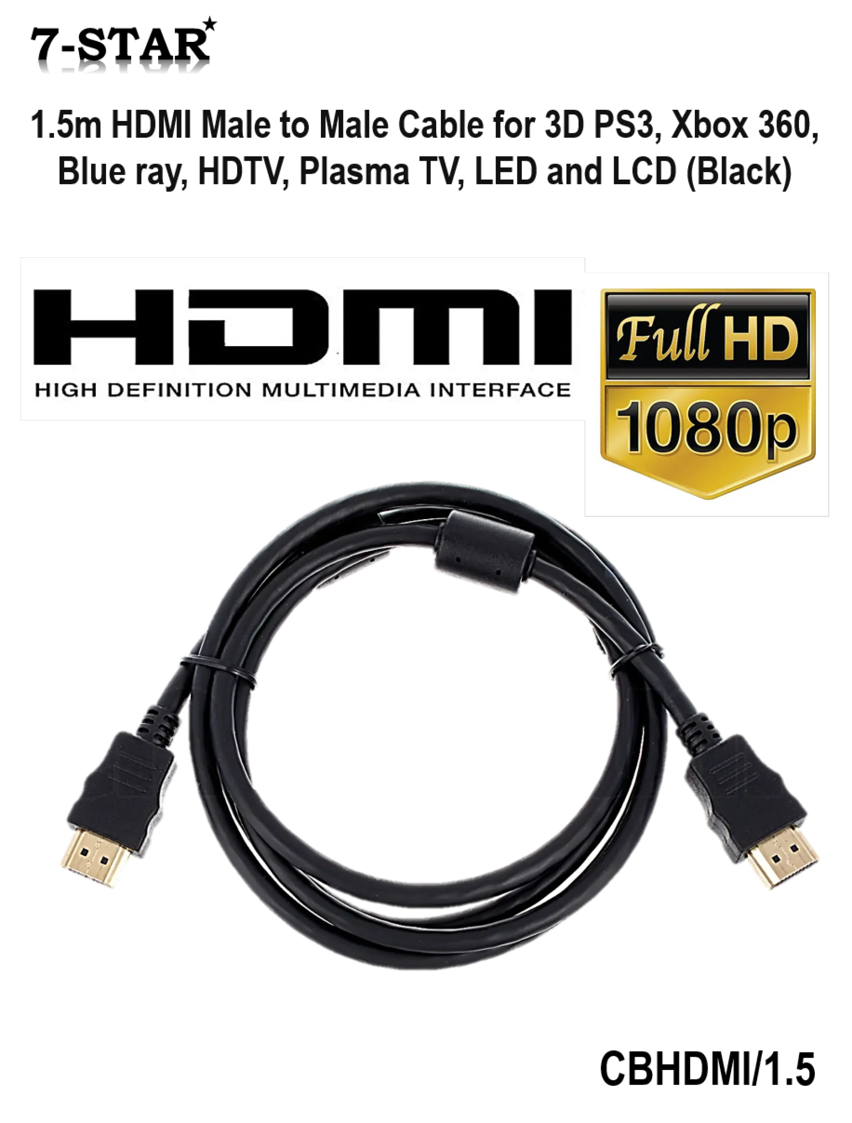 1 5m 1m Hdmi Cable Male To Male Hdmi Cable For 3d Ps3 Xbox 360 Blue Ray Hdtv Plasma Tv Led And Lcd Cctv Camera Ip Camera System Black Lazada Singapore