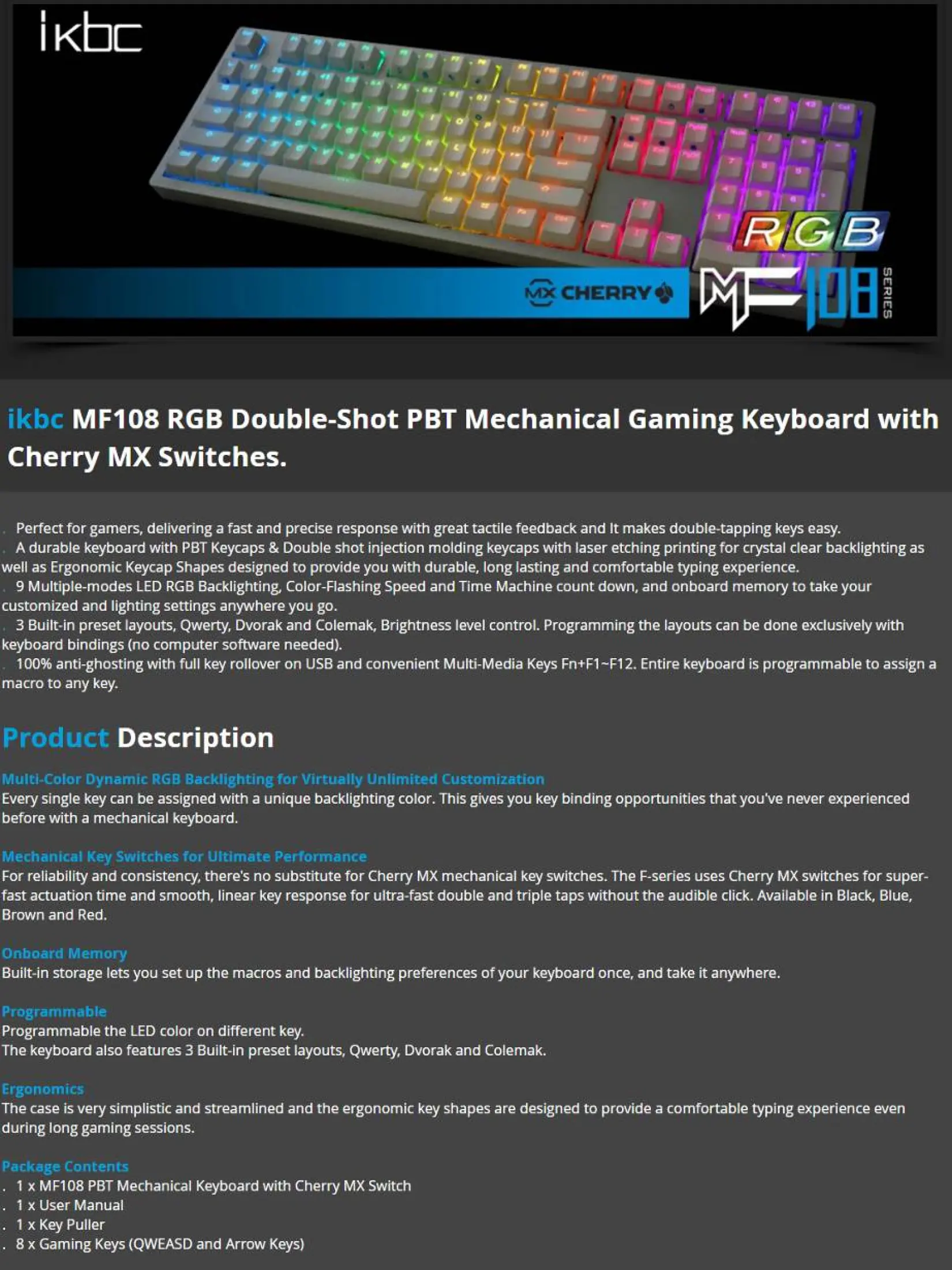 Ikbc Mf108 Mf87 Rgb Full Aluminium Mechanical Keyboard Silver Lazada Singapore