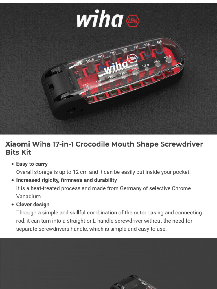 XIAOMI Wiha 17 in 1 Crocodile Mouth Shape Screwdriver Bits Kit