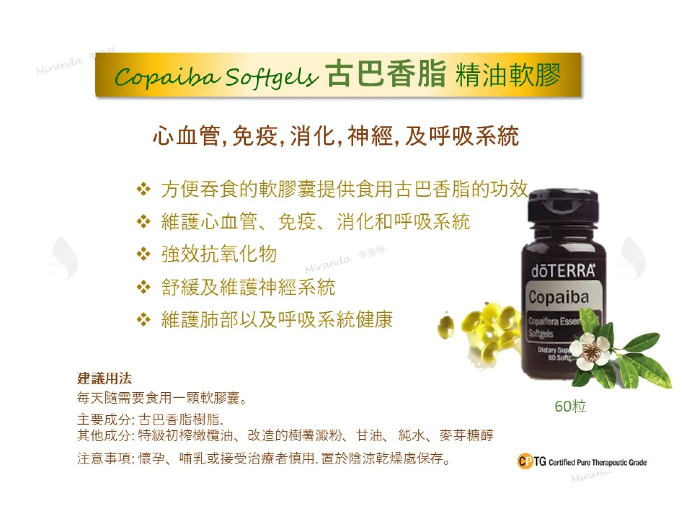 Copaiba Softgels 古巴香脂软胶囊 60 Softgels Lazada Singapore