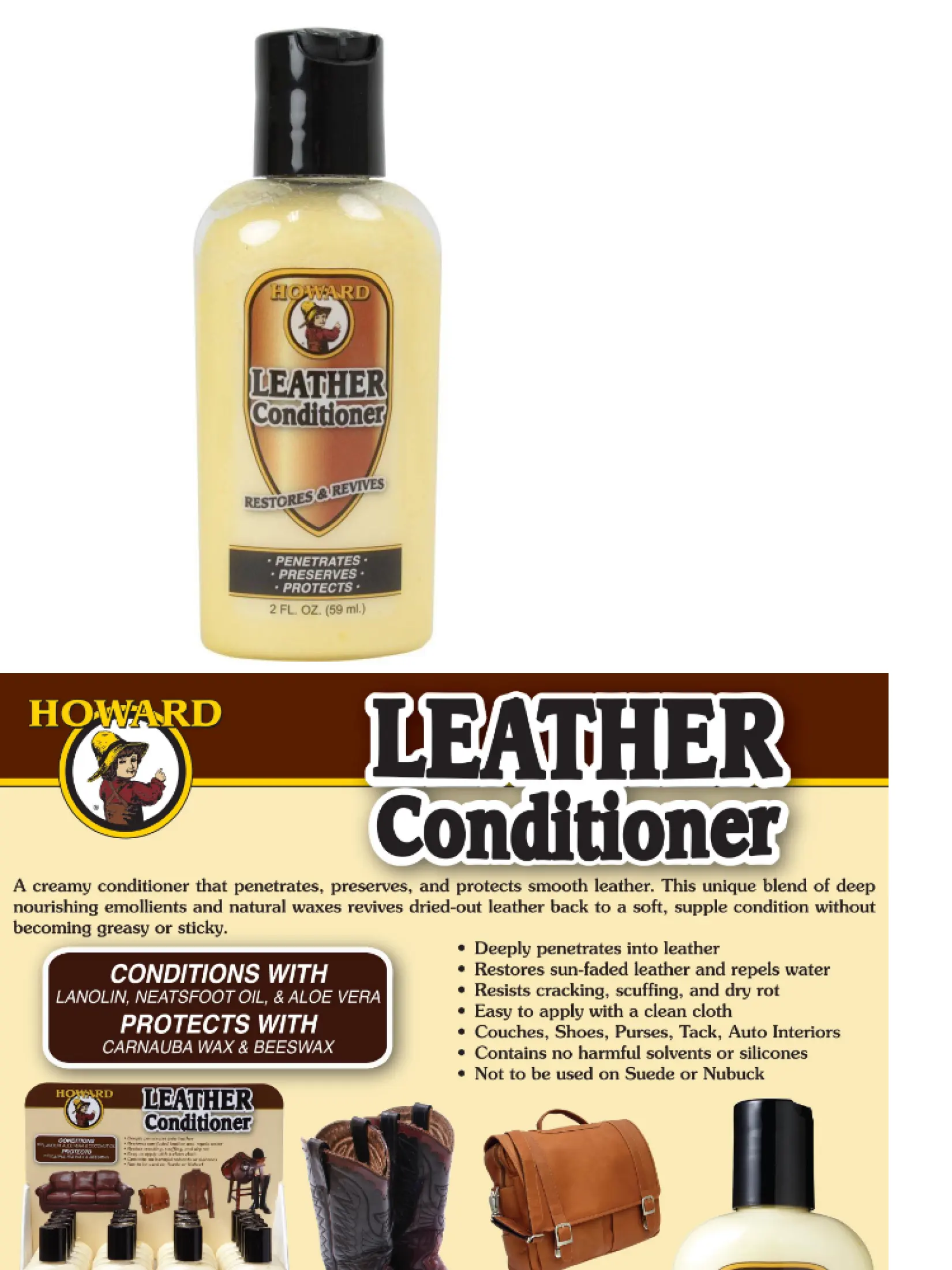 Howard Leather Conditioner 2oz, Howard Leather Conditioner